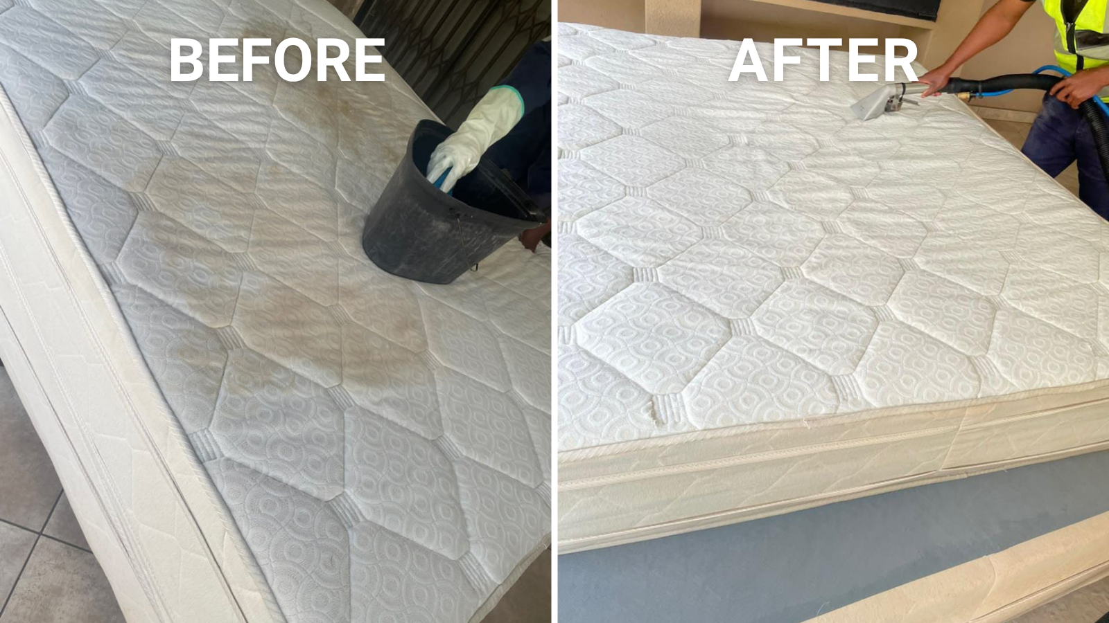 Before and after mattress cleaning