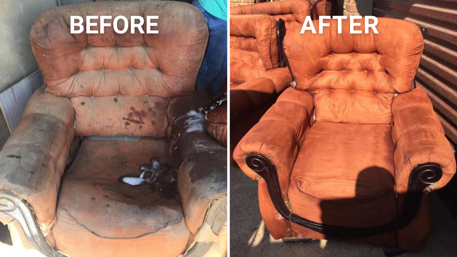 Before and after sofa upholstery cleaning
